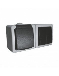Розетка з/з + вимикач двухклавішний вологозахисний IP 54