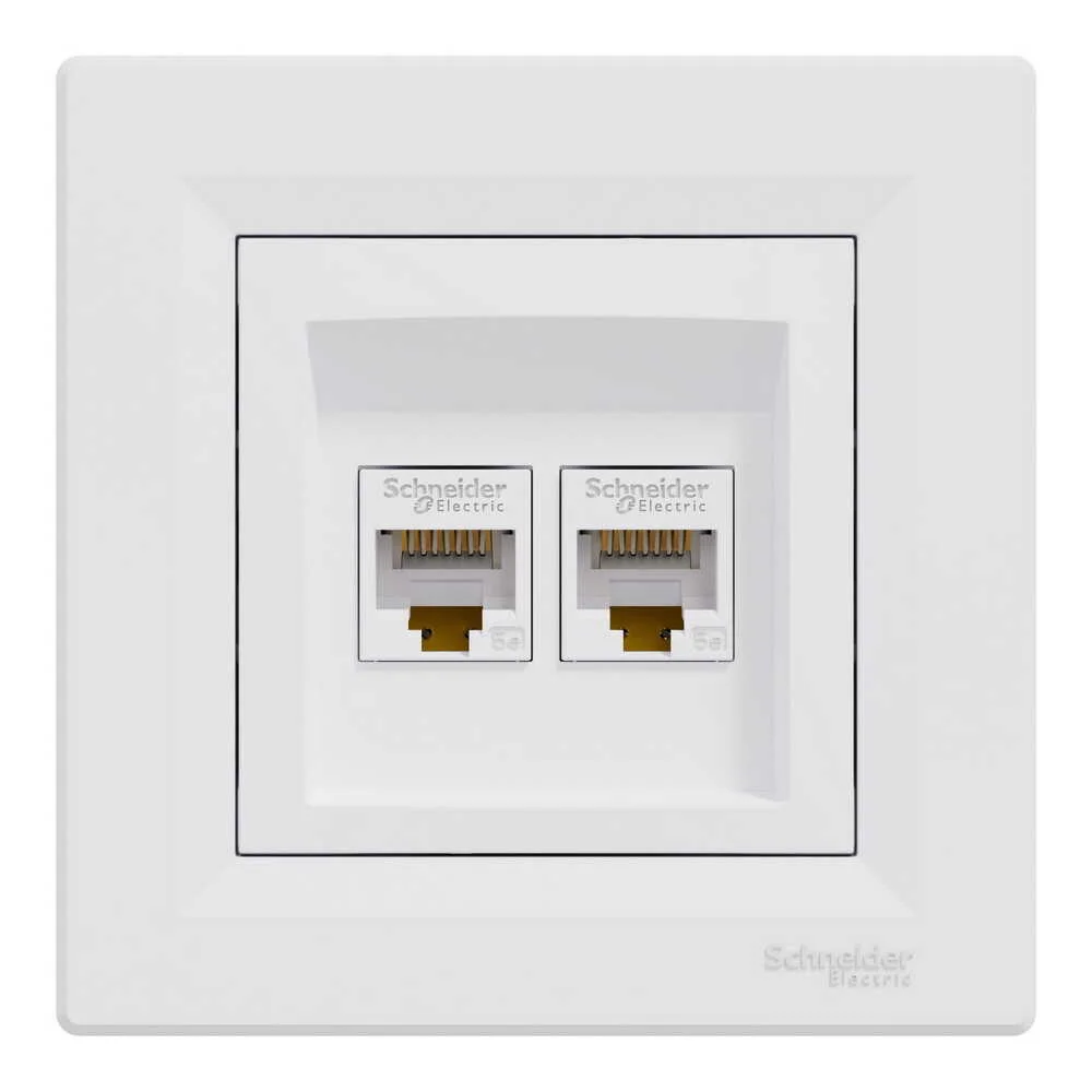 Розетка Schneider Asfora біла комп'ютерна RJ45 Cat.5E 2-на з рамкою ( EPH4400121 )