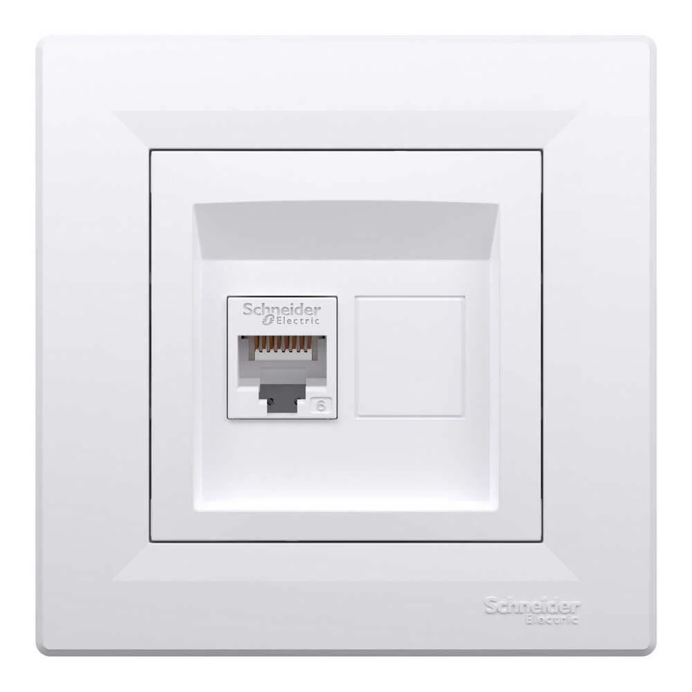 Розетка Schneider Asfora біла комп'ютерна RJ45 Cat.6 з рамкою ( EPH4700121 )