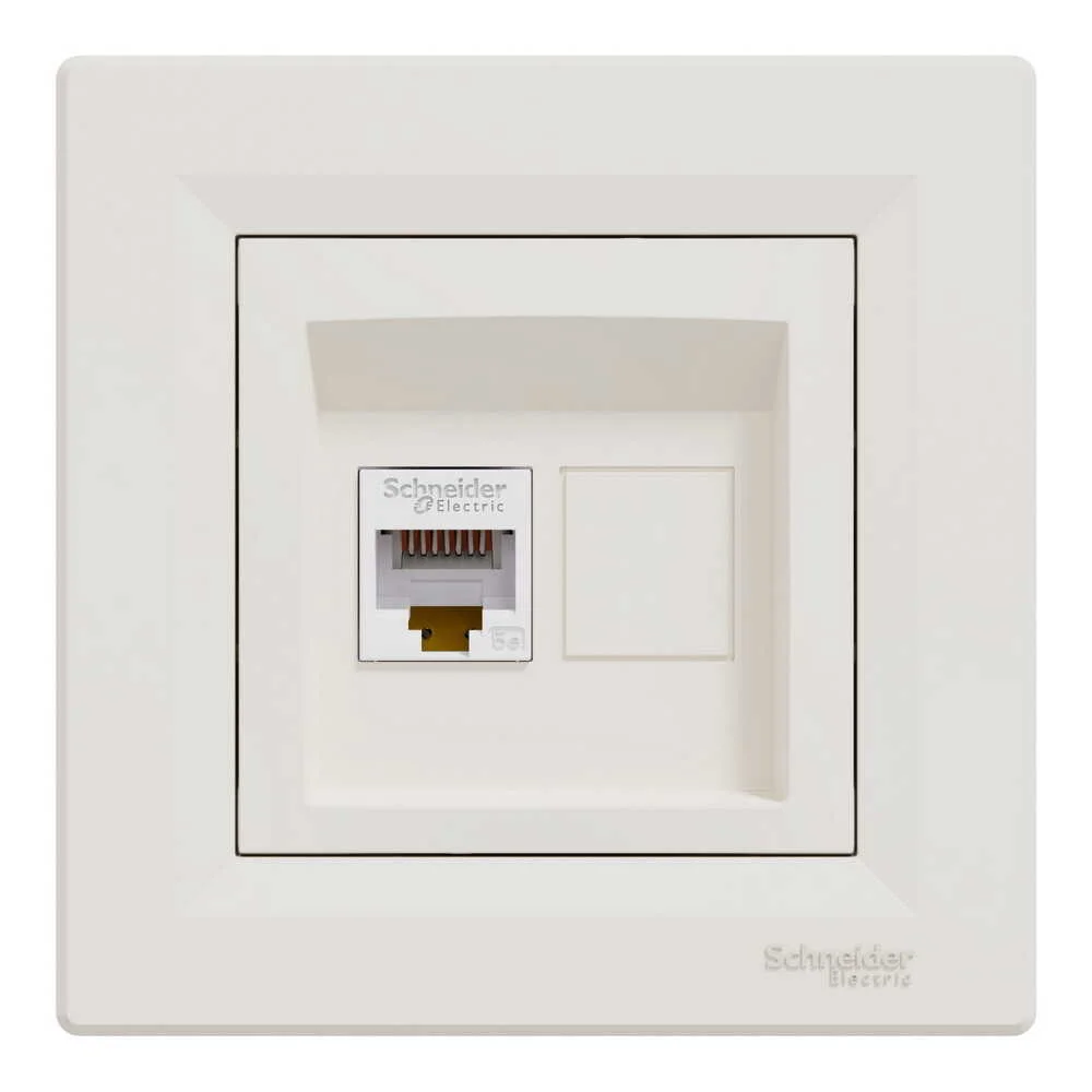 Розетка Schneider Asfora кремова комп'ютерна RJ45 Cat. 5E з рамкою ( EPH4300123 )
