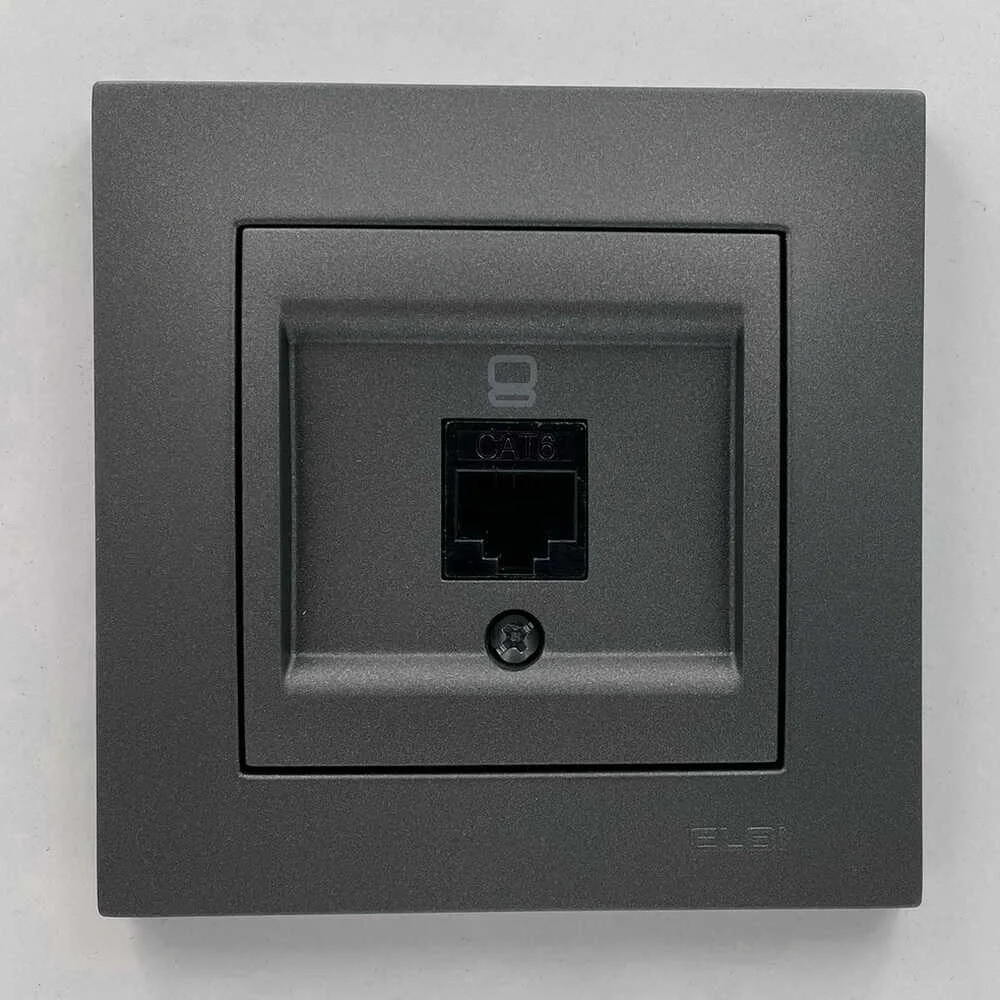 Розетка EL-BI VEGA антрацит матовий комп'ютерна 1-на CAT6 RJ45 ( 510-016700-247 )