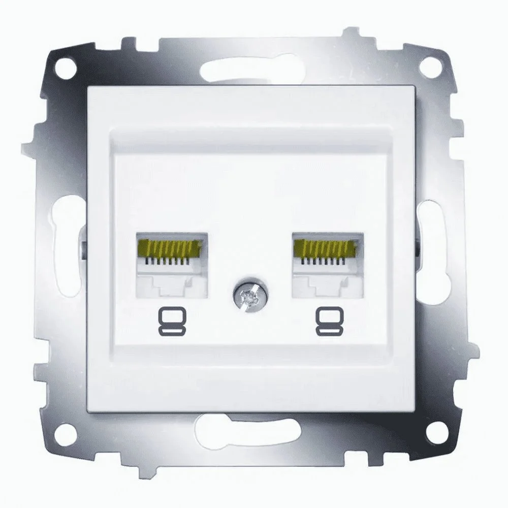 Розетка EL-BI ZENA біла комп'ютерна CAT6 RJ45 2-на без рамки ( 609-010200-248 )