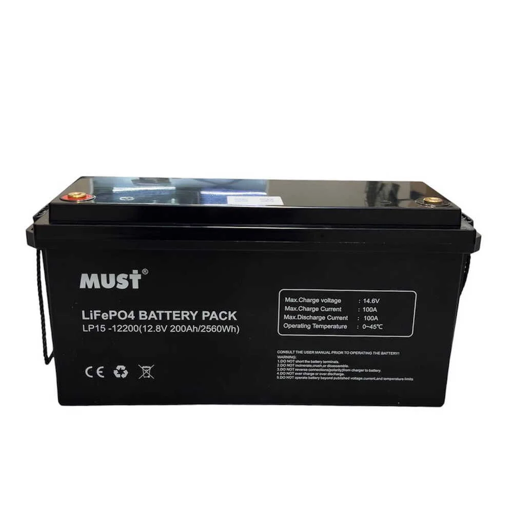 Акумулятор LiFePO4 12.8V 200Ah BMS 50/100А - 2560Wh MUST ( LP15-12200 )