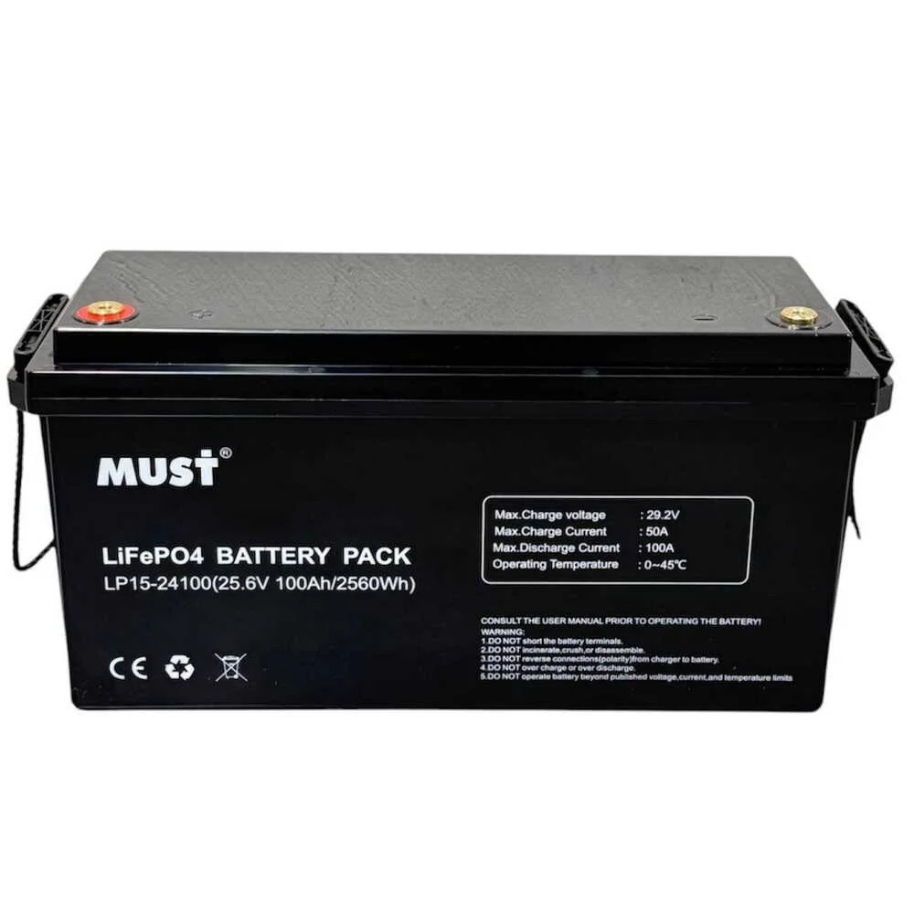 Акумулятор LiFePO4 25.6V 100Ah (BMS 60/100А - 2560Wh) MUST ( LP15-24100 )