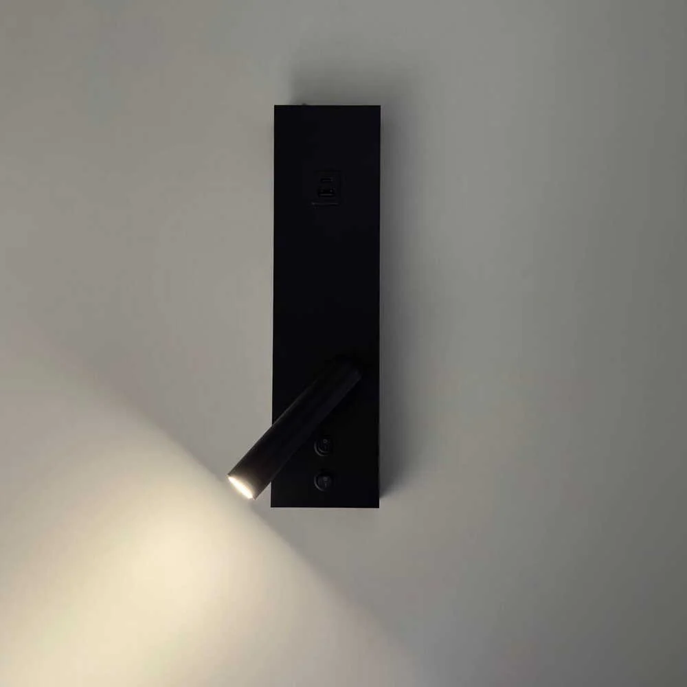 Світильник настінний Violux BITRIX-W USB 15W 3000/4200/6000K 865Lm IP20 чорний ( 553105 )