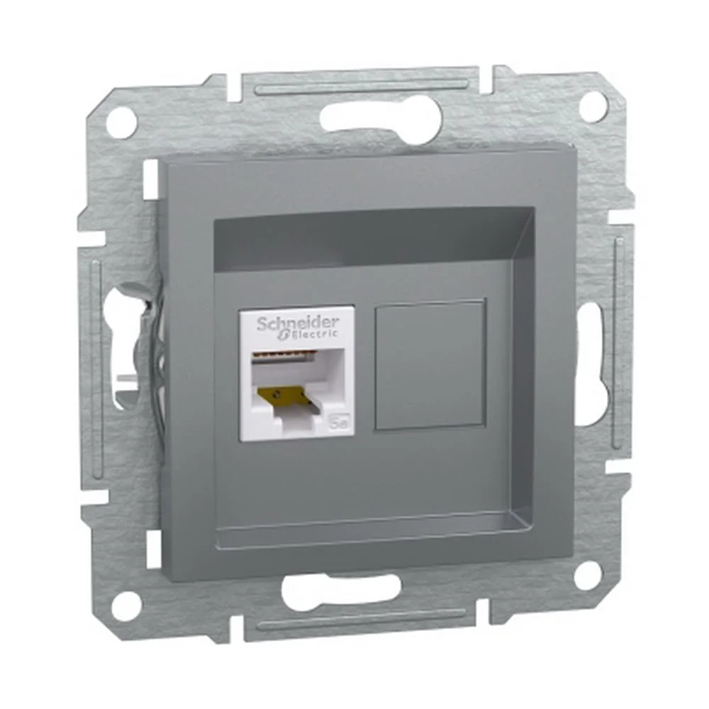 Розетка Schneider Asfora сталь комп'ютерна RJ45 Cat. 5E ( EPH4300162 )