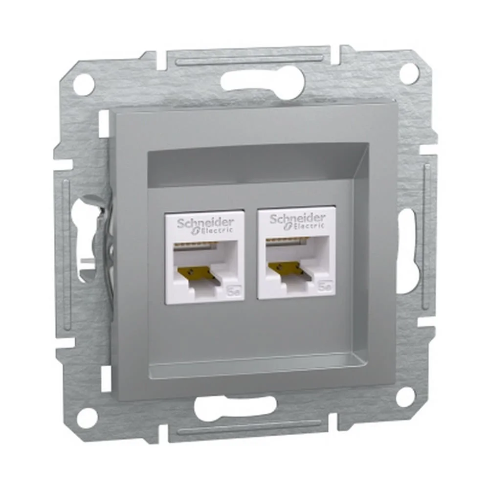 Розетка Schneider Asfora алюміній комп'ютерна RJ45 Cat.5E 2-на ( EPH4400161 )