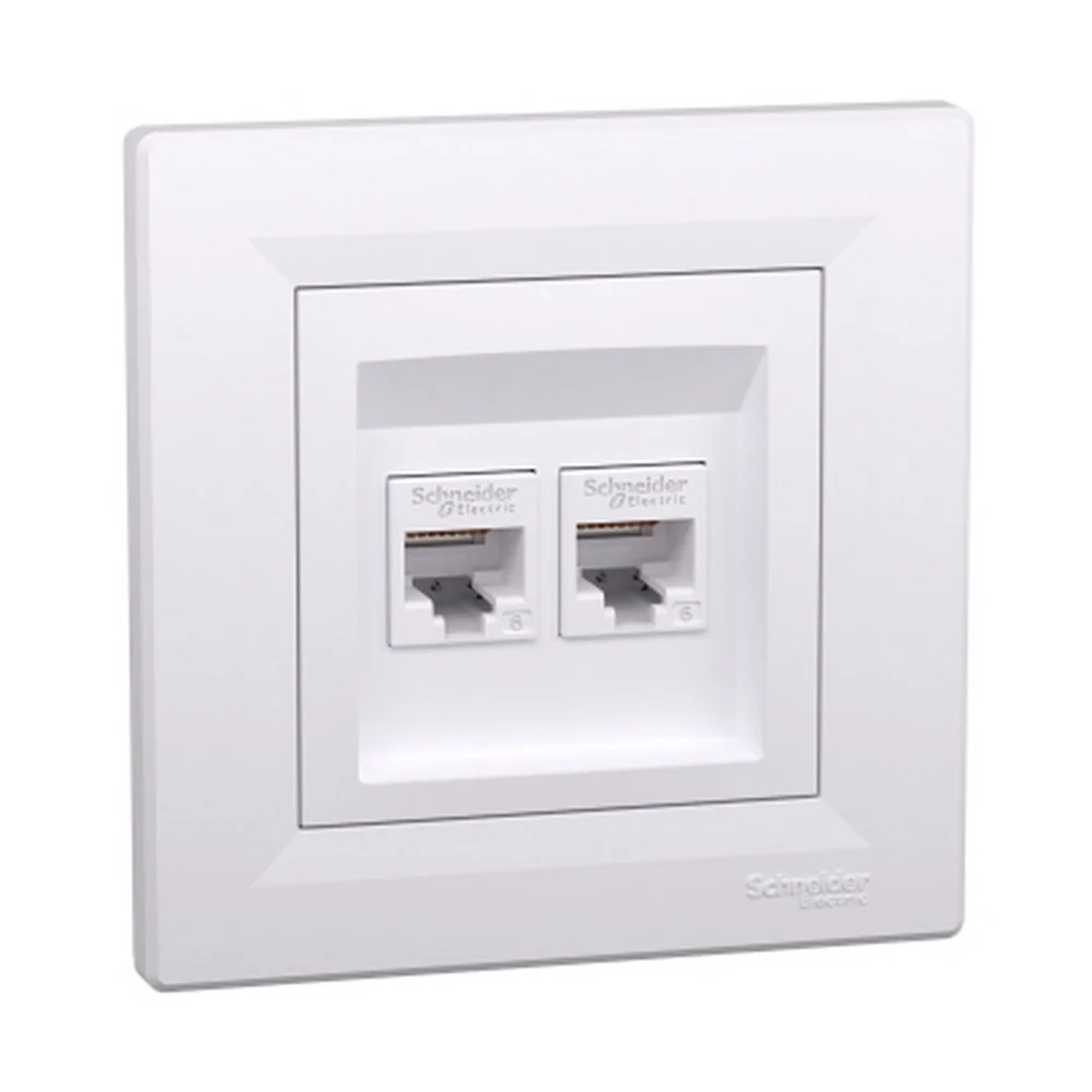 Розетка Schneider Asfora біла комп'ютерна RJ45 Cat.6 2-на з рамкою ( EPH4800121 )