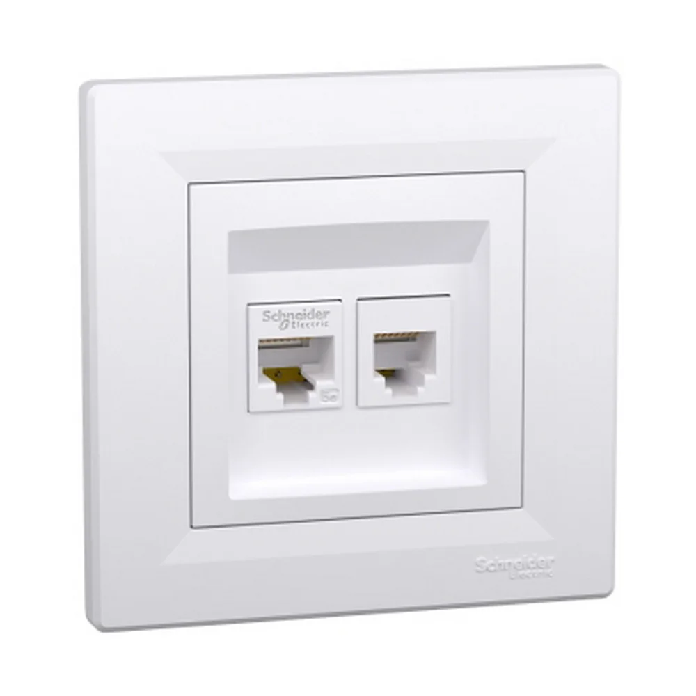 Розетка Schneider Asfora біла комп'ютерна RJ45 Cat.5E + тел. RJ12 з рамкою ( EPH4900121 )