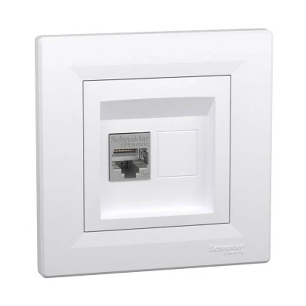 Розетка Schneider Asfora біла комп'ютерна RJ45 Cat.5E STP з рамкою ( EPH5000121 )