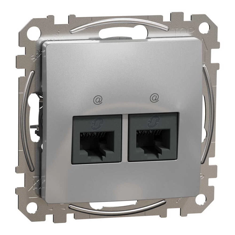 Розетка Schneider Sedna Design алюміній комп'ютерна RJ45 Саt. 5e UTP 2-на ( SDD113452 )