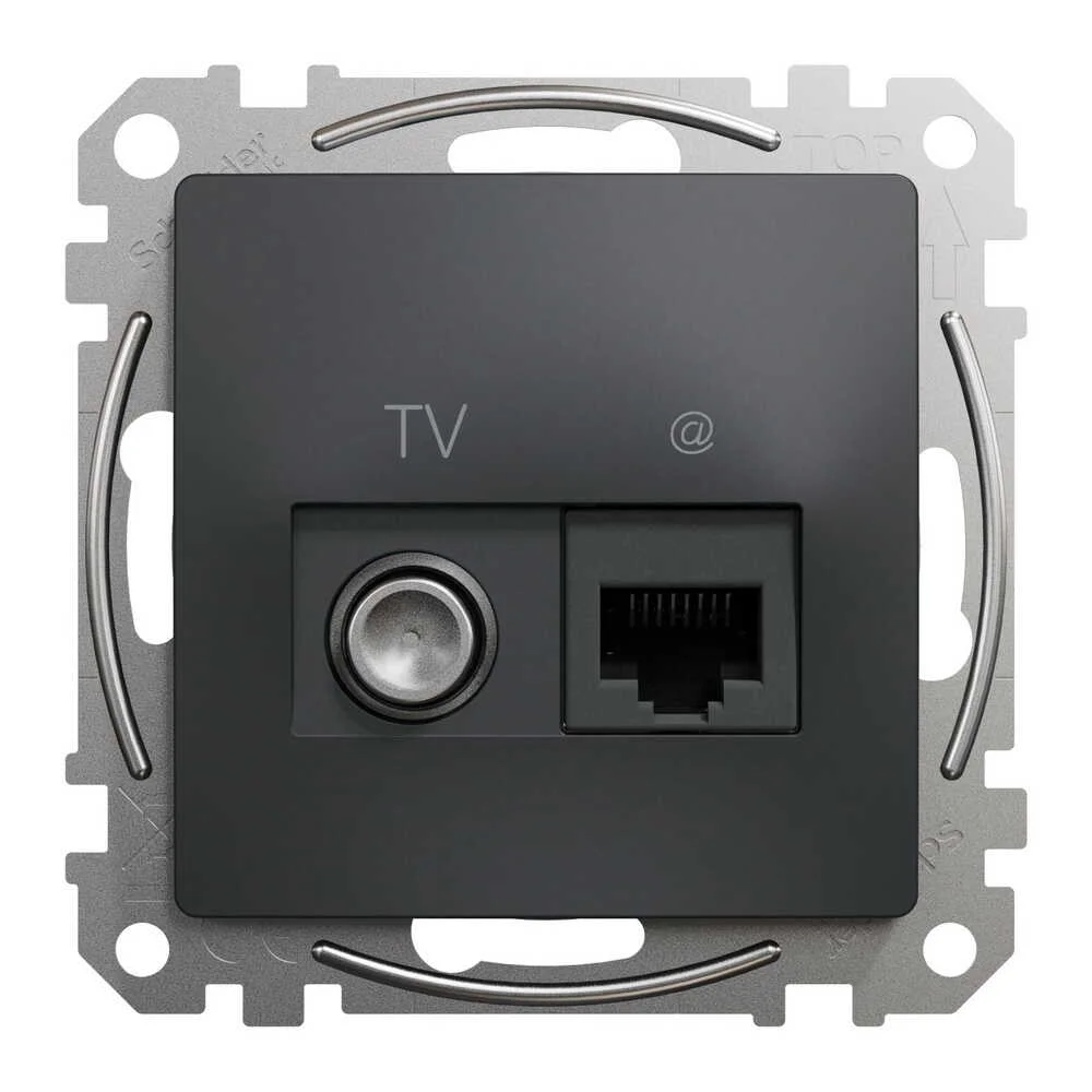 Розетка Schneider Sedna Design чорна комп'ютерна RJ45 Cat. 6 UTP + TV ( SDD114469T )