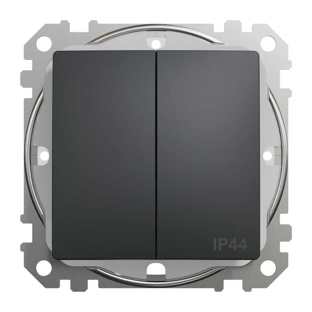 Вимикач Schneider Sedna Design чорний 2кл IP44 ( SDD214105 )