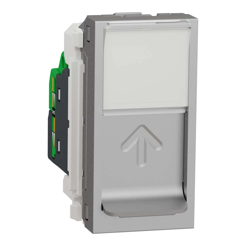 Розетка Schneider Unica NEW алюміній комп'ютерна RJ45 Cat. 6А FTP 1 мод ( NU344830 )