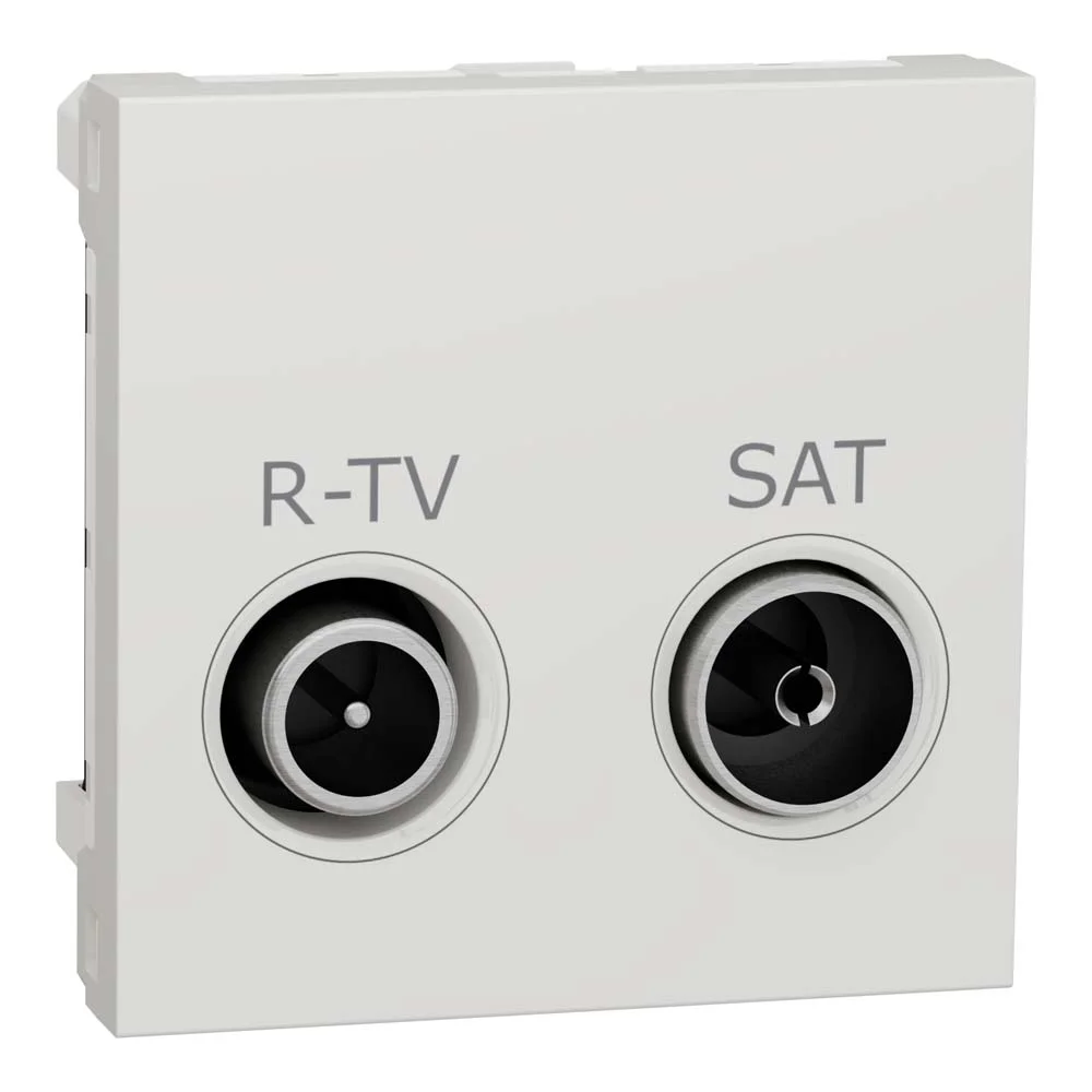 Розетка Schneider Unica NEW біла телевізійна R/TV/SAT прохідна ( NU345618 )