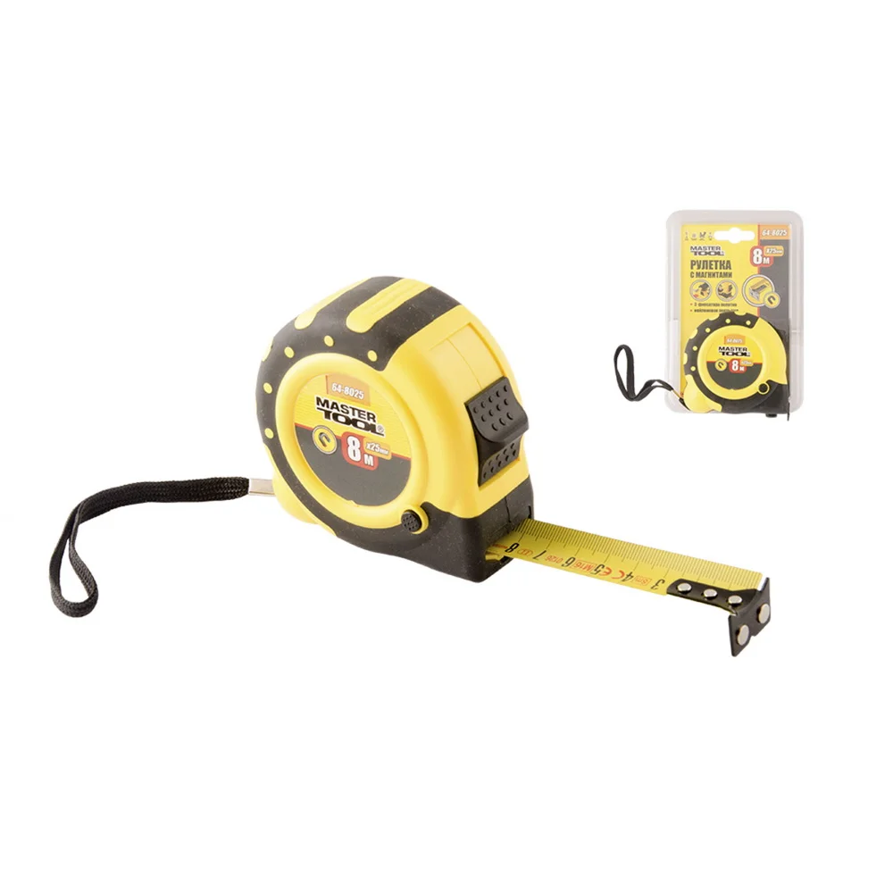 Рулетка MASTER TOOL "MAGNETIC" нейлонове покриття 8м*25мм ( 64-8025 )