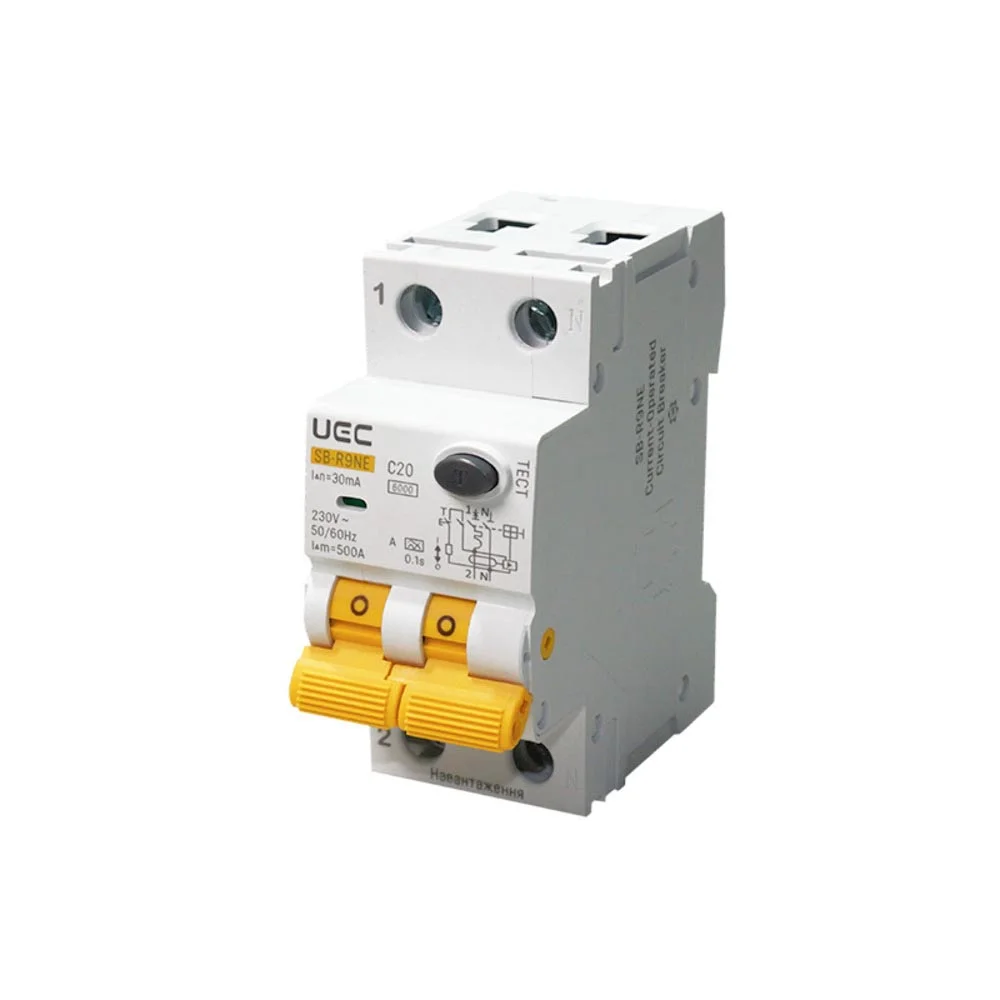 Автомат диференційного захисту SB-R9NE 2P C 20A 30mA Tип A 6kA UEC( RCBO60-2-020-C-030-A )