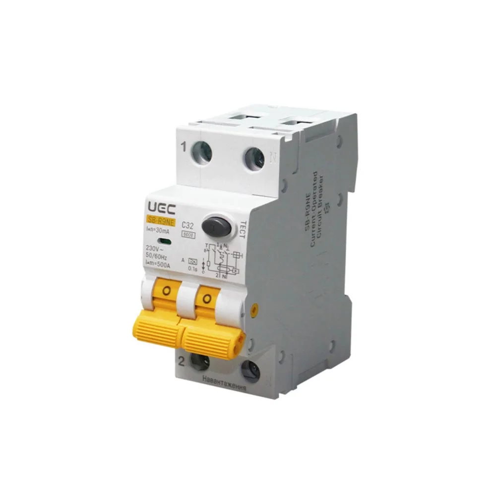 Автомат диференційного захисту SB-R9NE 2P C 32A 30mA Tип A 6kA UEC( RCBO60-2-032-C-030-A )