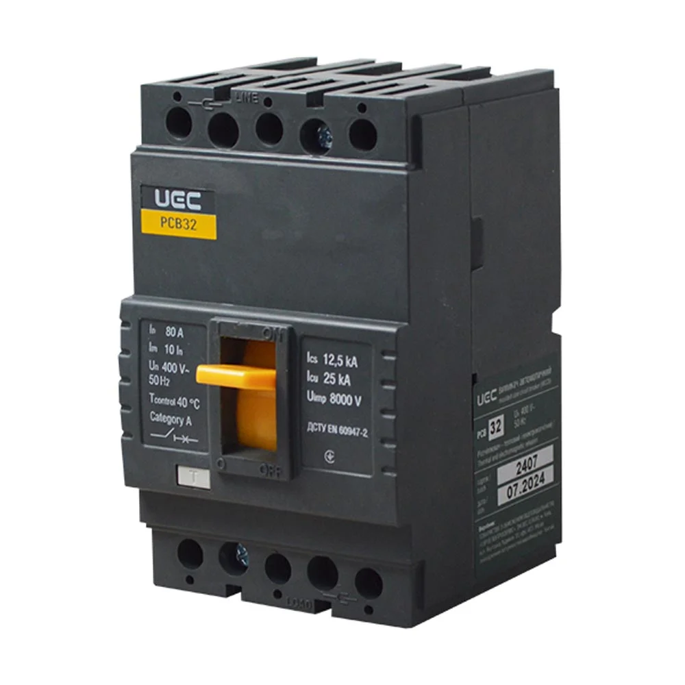 Автоматичний вимикач PCB32 3Р 80А 25кА UEC ( MCCB-PCB-32-3-0080 )