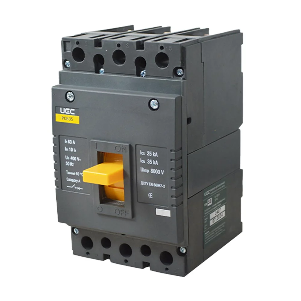 Автоматичний вимикач PCB35 3Р 63А 35кА UEC ( MCCB-PCB-35-3-0063 )