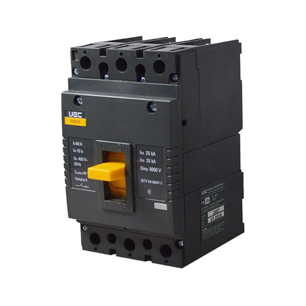 Автоматичний вимикач PCB35 3Р 80А 35кА UEC ( MCCB-PCB-35-3-0080 )