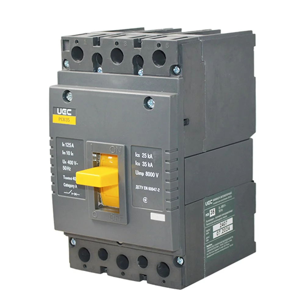 Автоматичний вимикач PCB35 3Р 125А 35кА UEC ( MCCB-PCB-35-3-0125 )