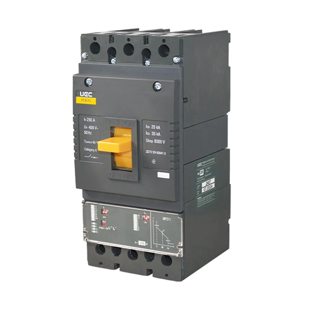 Автоматичний вимикач PCB35 3Р 250А 35кА з електронним розчеплювачем PR211 UEC ( MCCB-PCB-35-3-0250E )