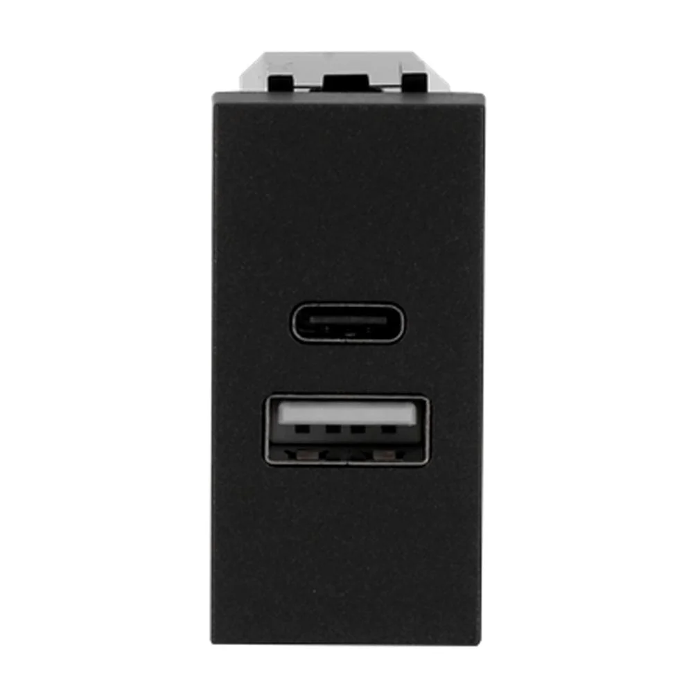 Розетка Zenit антрацит 1 мод. USB A+C 3A ( 2CLA218540N1801 )