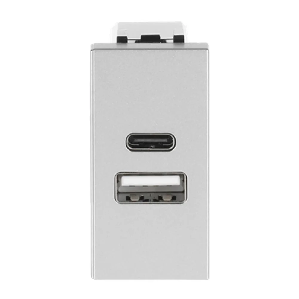 Розетка Zenit срібний 1 мод. USB A+C 3A ( 2CLA218540N1301 )