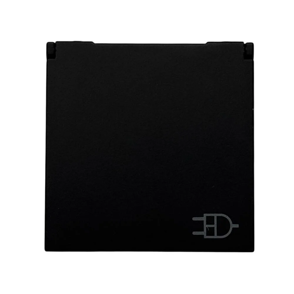 Розетка Zenit чорний мат 1-а з заземленням та кришкою ( 2CLA228810N1501 )