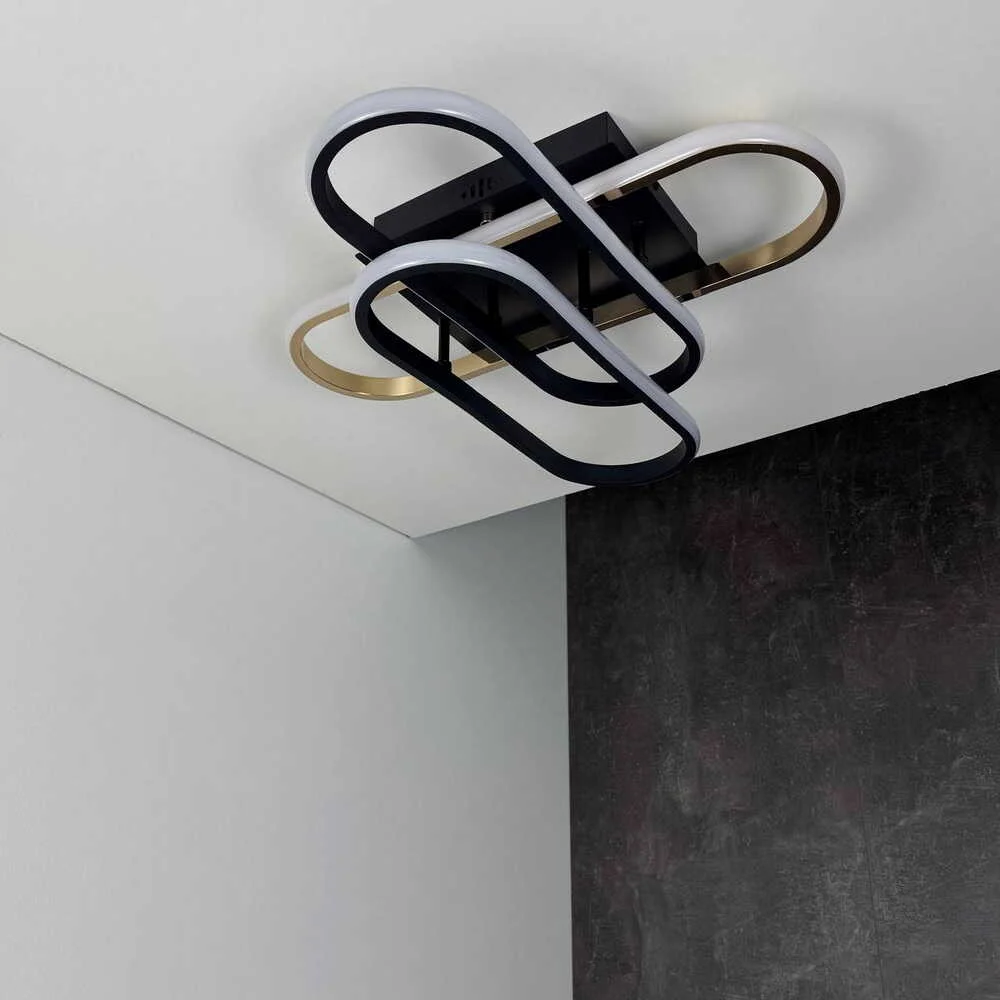 Світильник LED smart DIOR+пульт 90W 3000-5000K IP20 квадрат чорний + золото Violux ( 220915 )