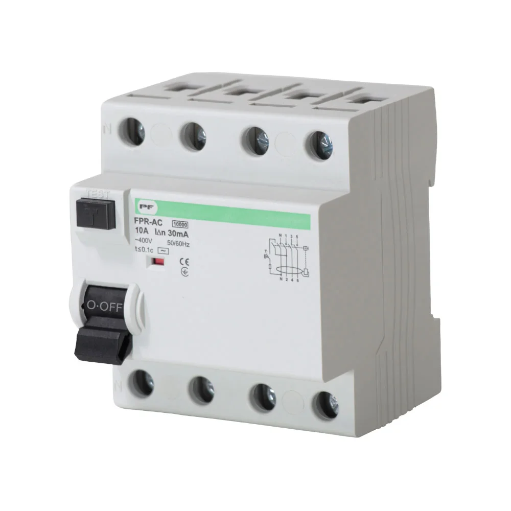 Реле захисного відключення FPR-AC 10А/0,03A 4P АС 10kA Промфактор ( FPR4010030AC )