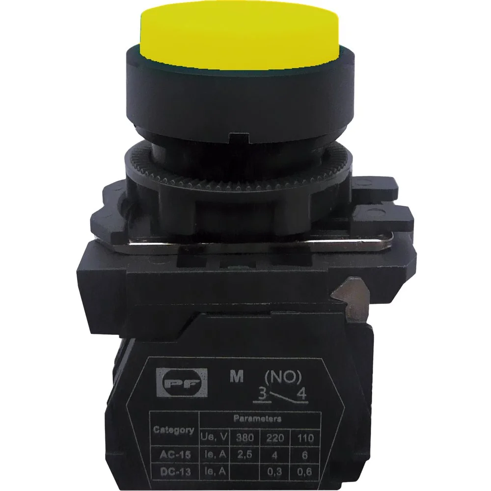 Вимикач кнопковий пластиковий FP5-AL51 1NO жовтий Промфактор ( FP5-AL51 )