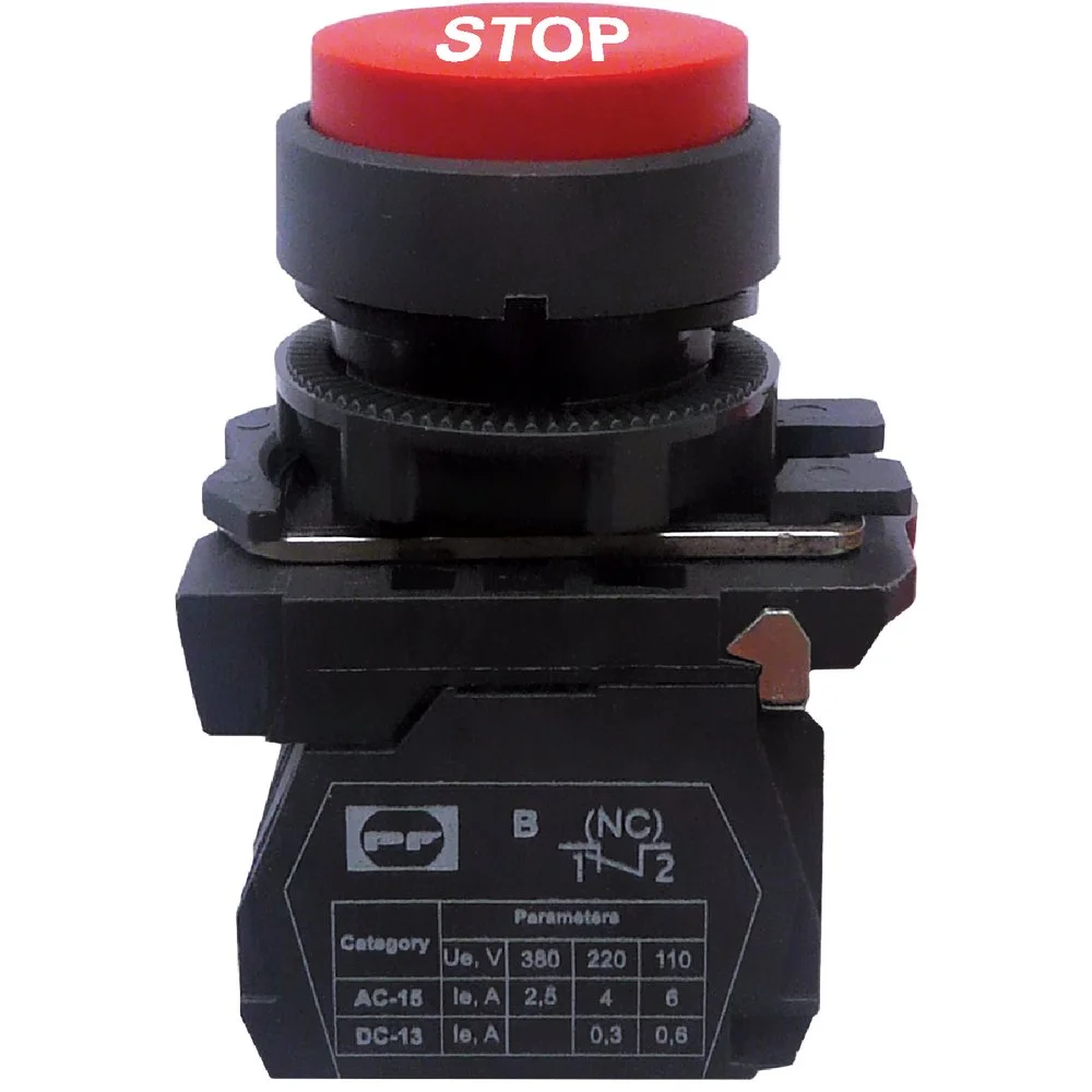 Вимикач кнопковий пластиковий FP5-AL4342 1NC STOP червоний Промфактор ( FP5-AL4342 )