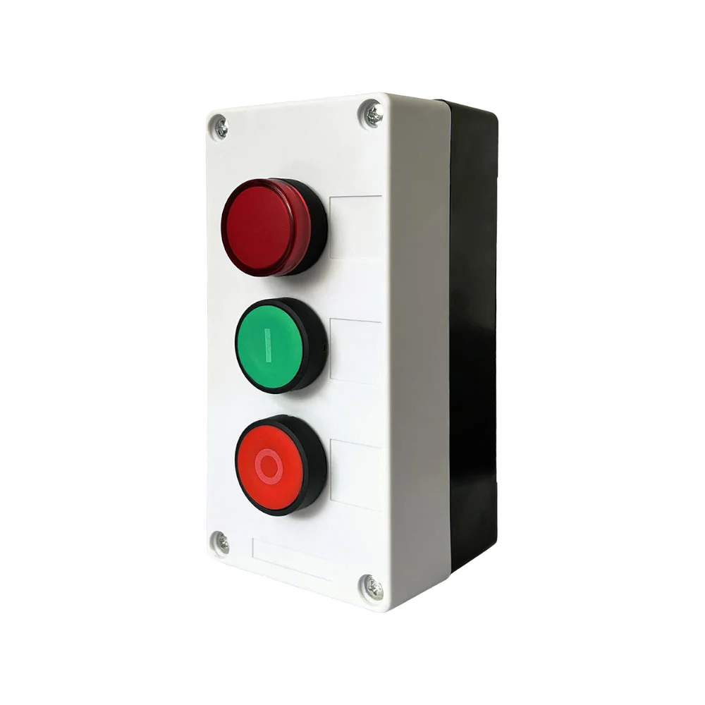 Пост тримісний Промфактор FP5-BOX3W12 з кнопками «I-START/0-STOP» та індикатором 230V ( FP5-BOX3W12 )