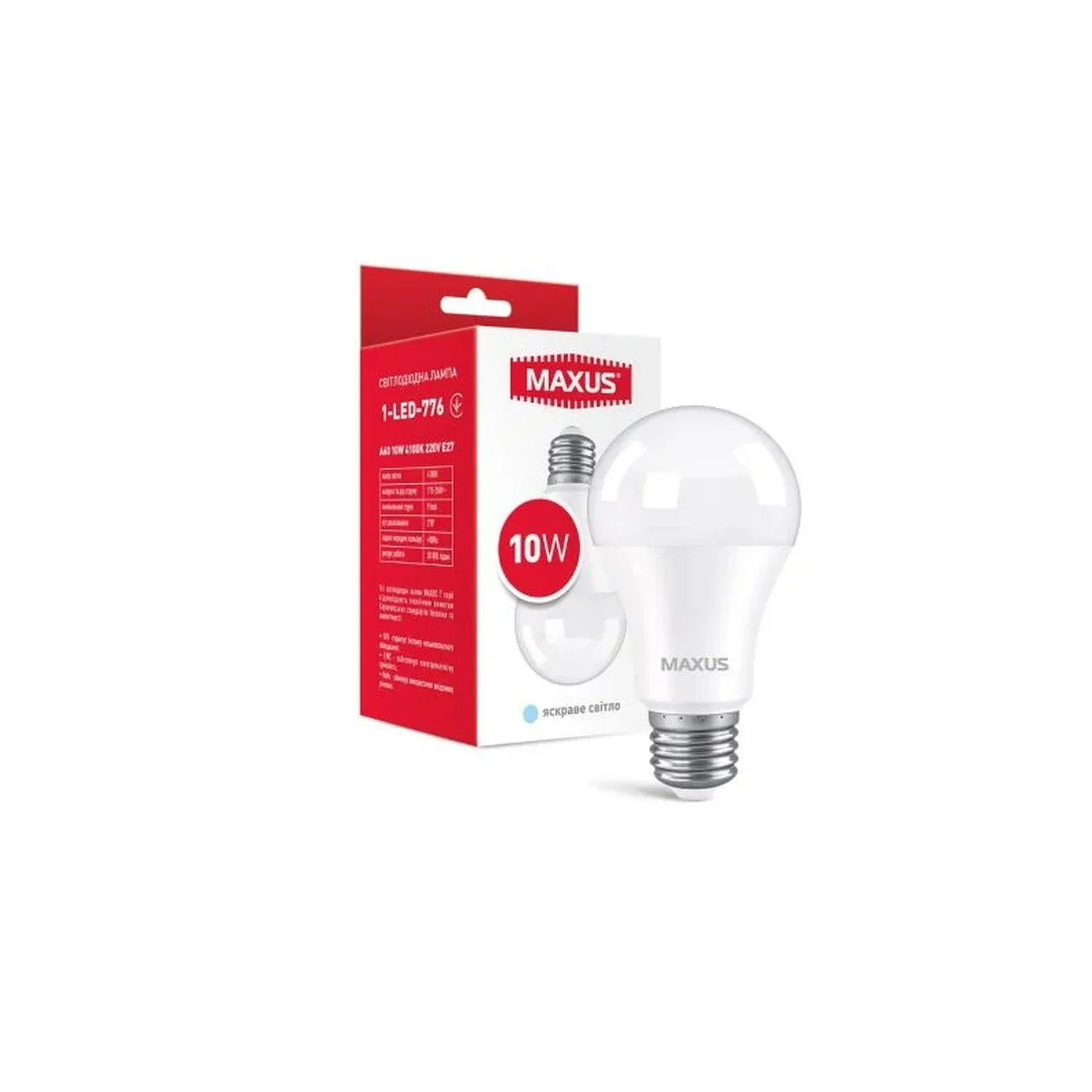 Лампа світлодіодна MAXUS 1-LED-776 A60 10W 4100K 220V E27 ( 1-LED-776 )