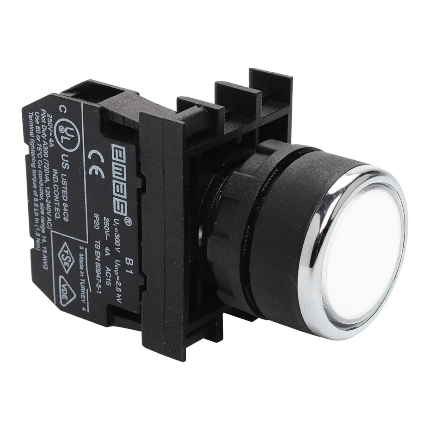 Кнопка EMAS без фіксації B100DB (1НВ) біла