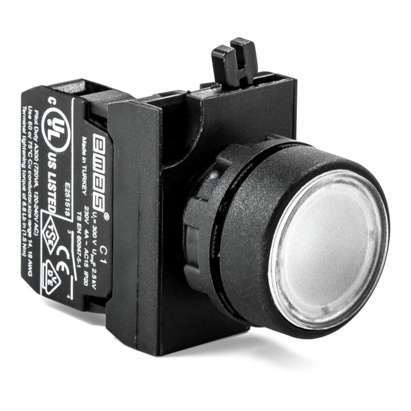 Кнопка EMAS без фіксації CP100DB (1НВ) біла