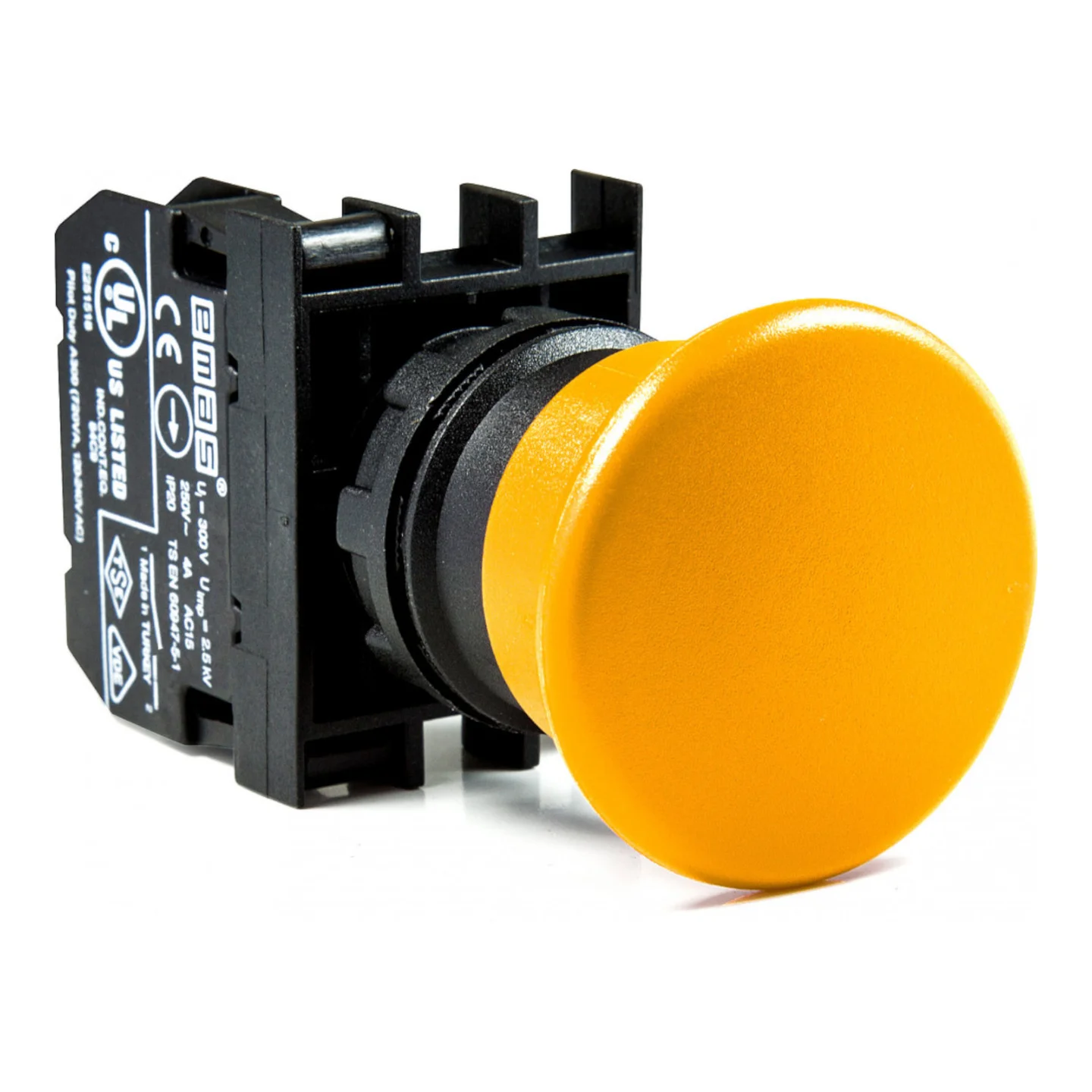 Кнопка EMAS грибок без фіксації B100MS (1НВ) жовта