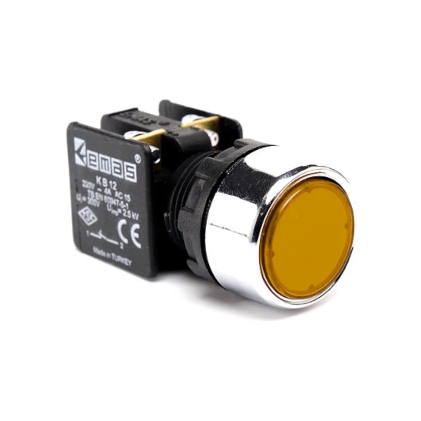 Кнопка EMAS без фіксації KB12DS (1НЗ) жовта