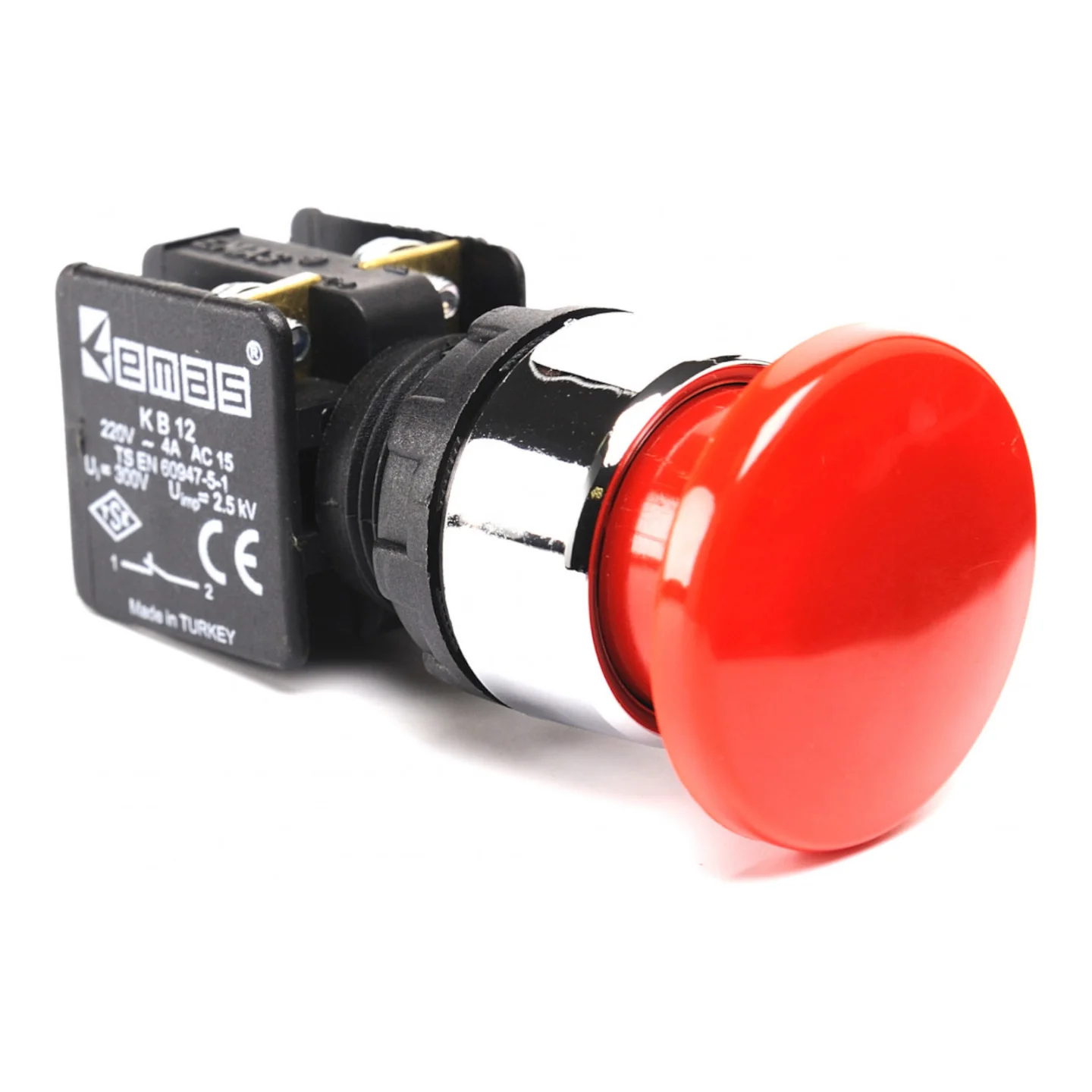 Кнопка EMAS грибок без фіксації KB12MK (1НЗ) червона