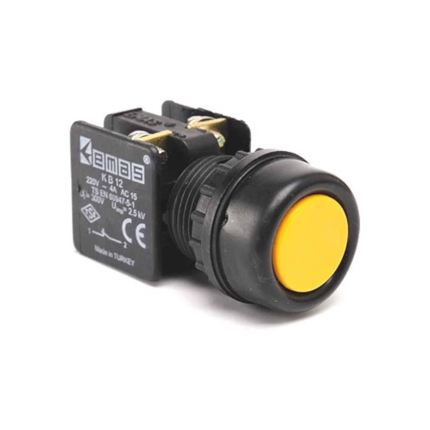 Кнопка EMAS без фіксації KB12RS (1НЗ) жовта