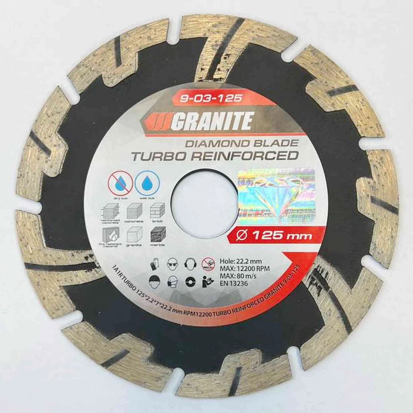 Диск алмазний GRANITE TURBO REINFORCED 125х2,2х12х22,23 мм ( 9-03-125 )
