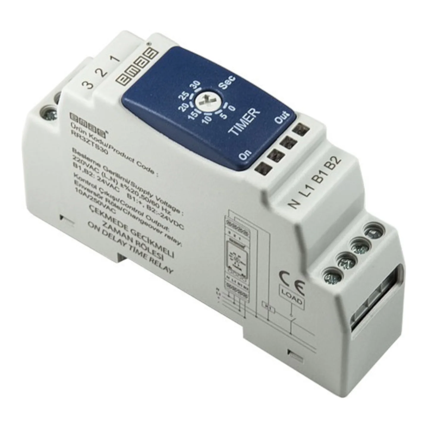 Реле часу 0,1 - 30 с 24V AC/DC - 220V AC EMAS ( RR3ZTS30 )