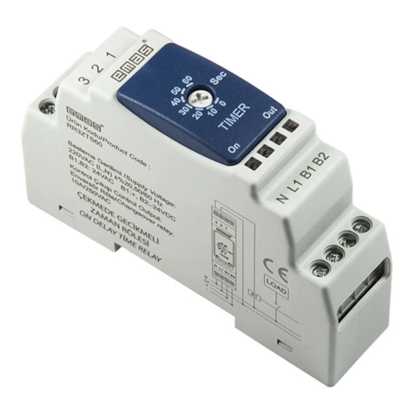 Реле часу 0,1 - 60 с 24V AC/DC - 220V AC EMAS ( RR3ZTS60 )