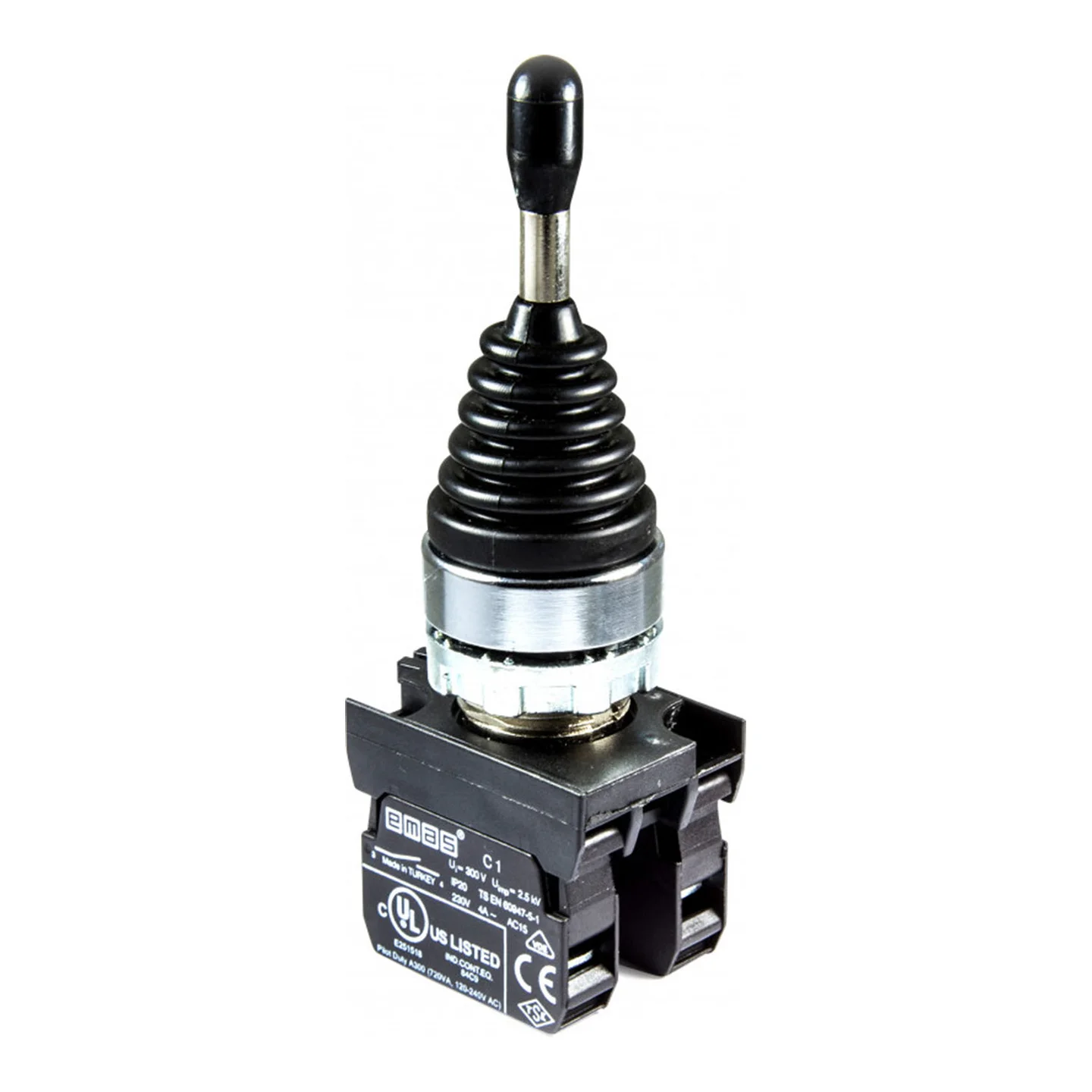 Кнопка маніпулятор EMAS 2-позиційна з фіксацією (2НВ) метал IP65 ( CM101DJ20 )