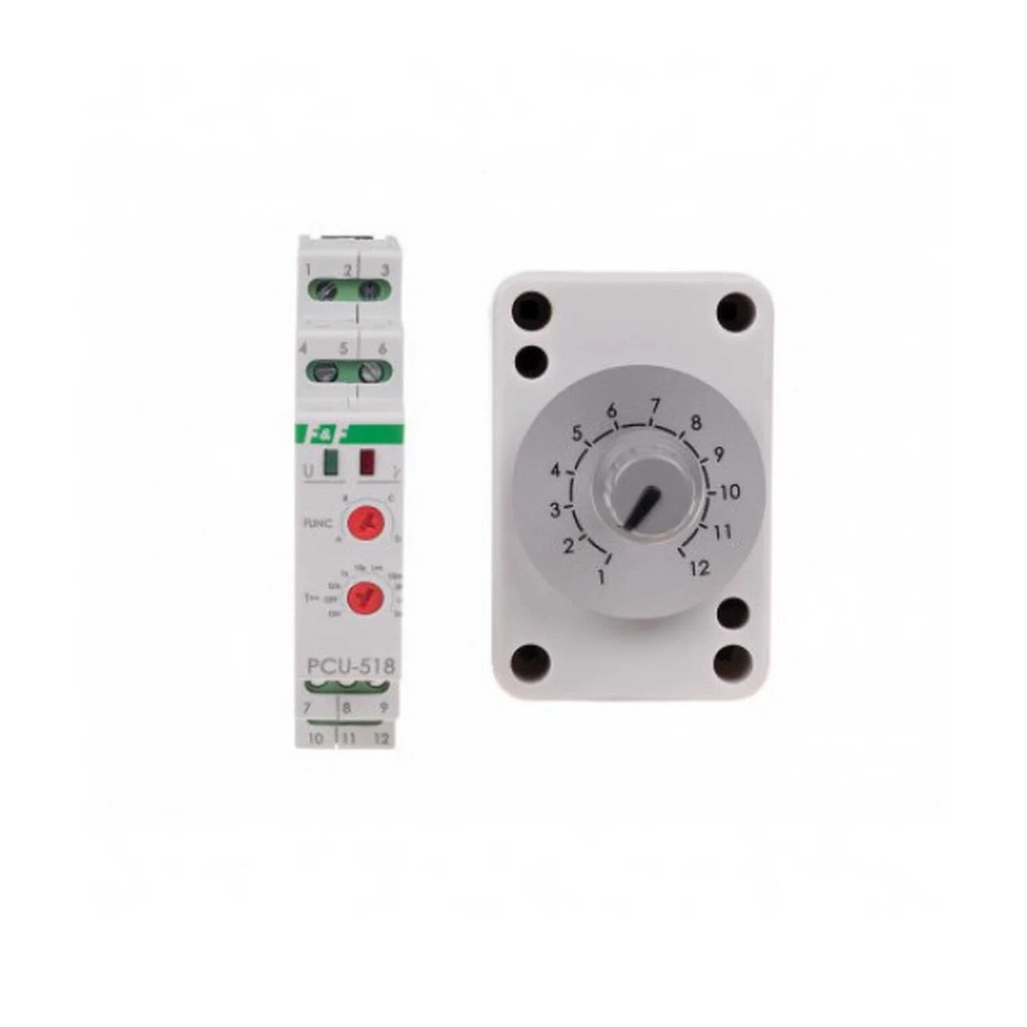 Реле часу F&F з потенціометром 1NO/NC, 230В і 24В ( PCU-518DUO )
