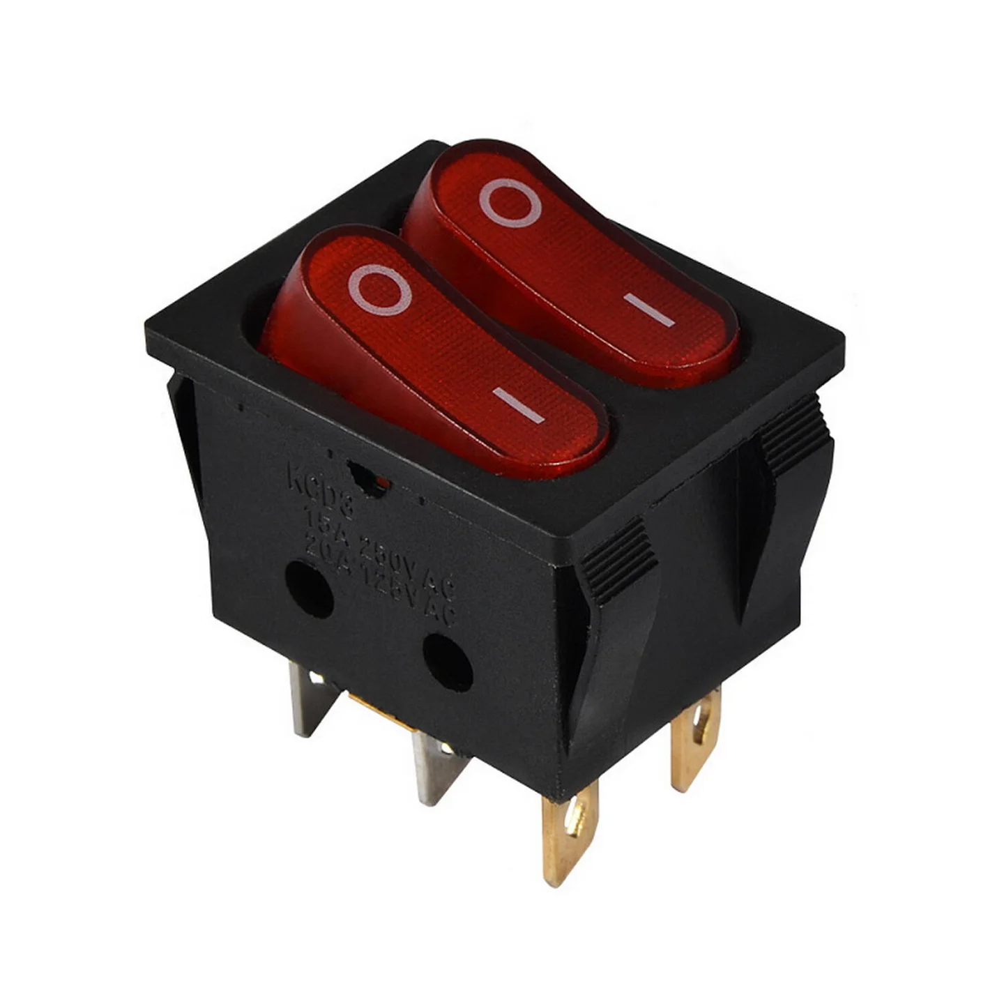 Перемикач Аско 2 клав. червоний з підсвічуванням KCD2-5-2101N R/B 220V ( A0140040117 )
