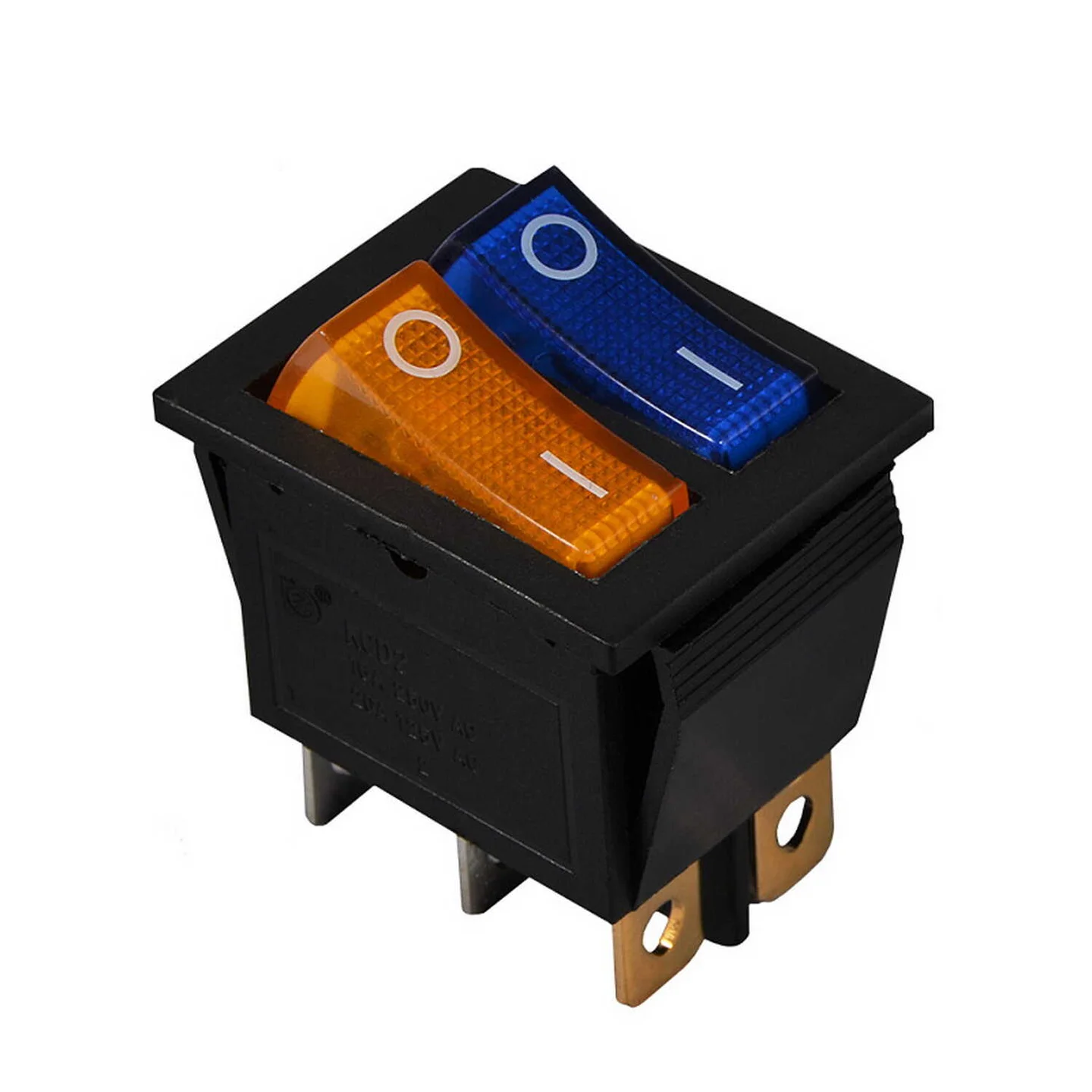 Перемикач Аско 2 клав. жовтий+синій з підсвічуванням KCD2-2101N BL+YL/B 220V ( A0140040112 )