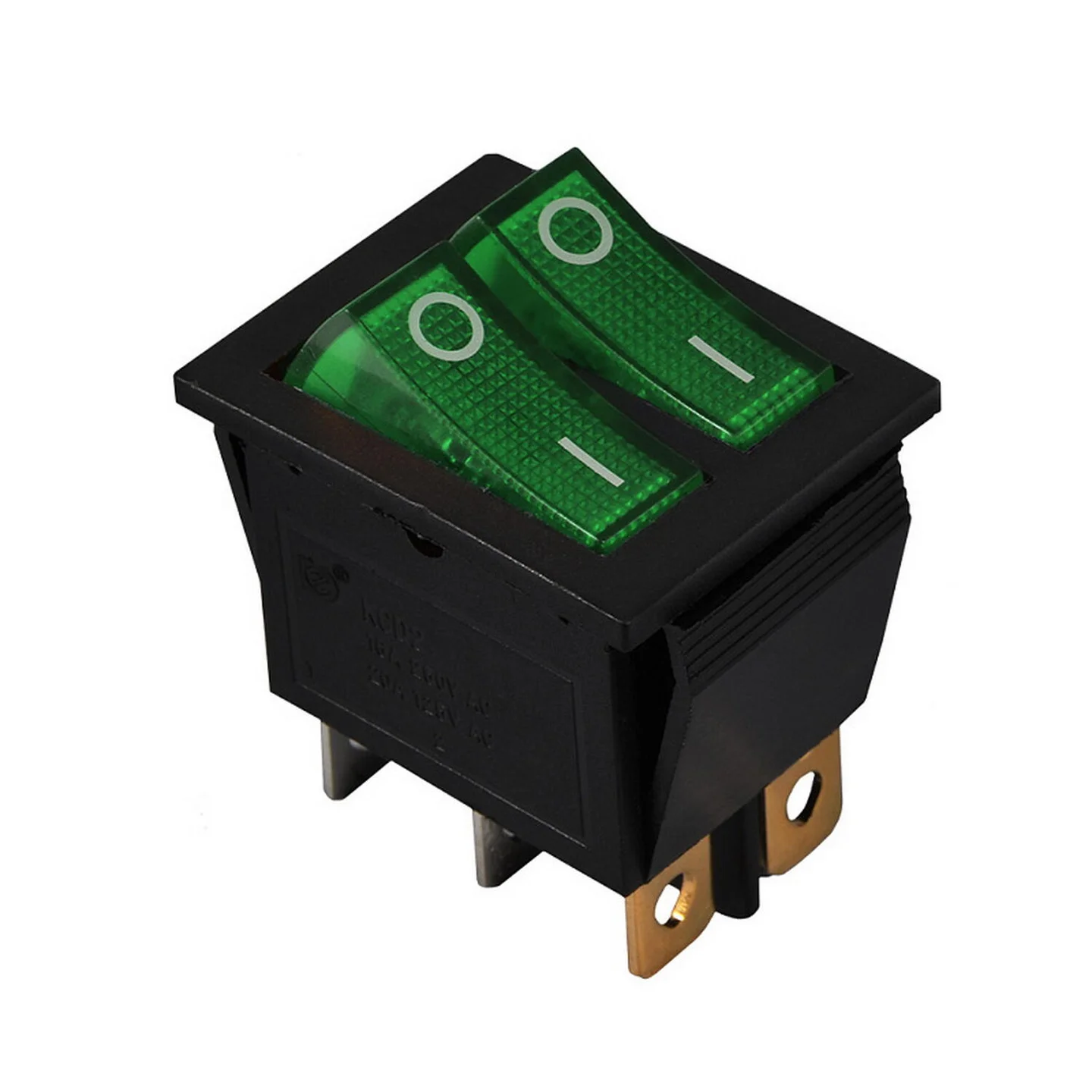 Перемикач Аско 2 клав. зелений з підсвічуванням KCD2-2101N C3-GR/B 220V ( A0140040110 )